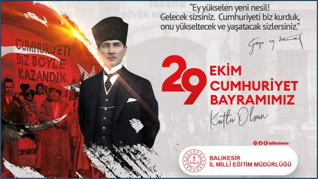 İL MİLLÎ EĞİTİM MÜDÜRÜMÜZ MURAT DEMİR'İN 29 EKİM CUMHURİYET BAYRAMI MESAJI